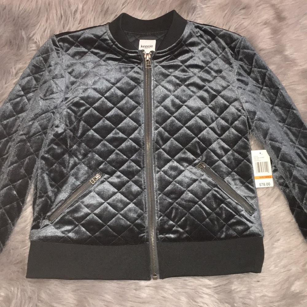 NWT Kensie Size Small Shadow Blue Bomber Jacket